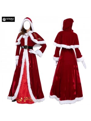 Vestito Donna Costume Babbo Natale Cosplay SANTW01